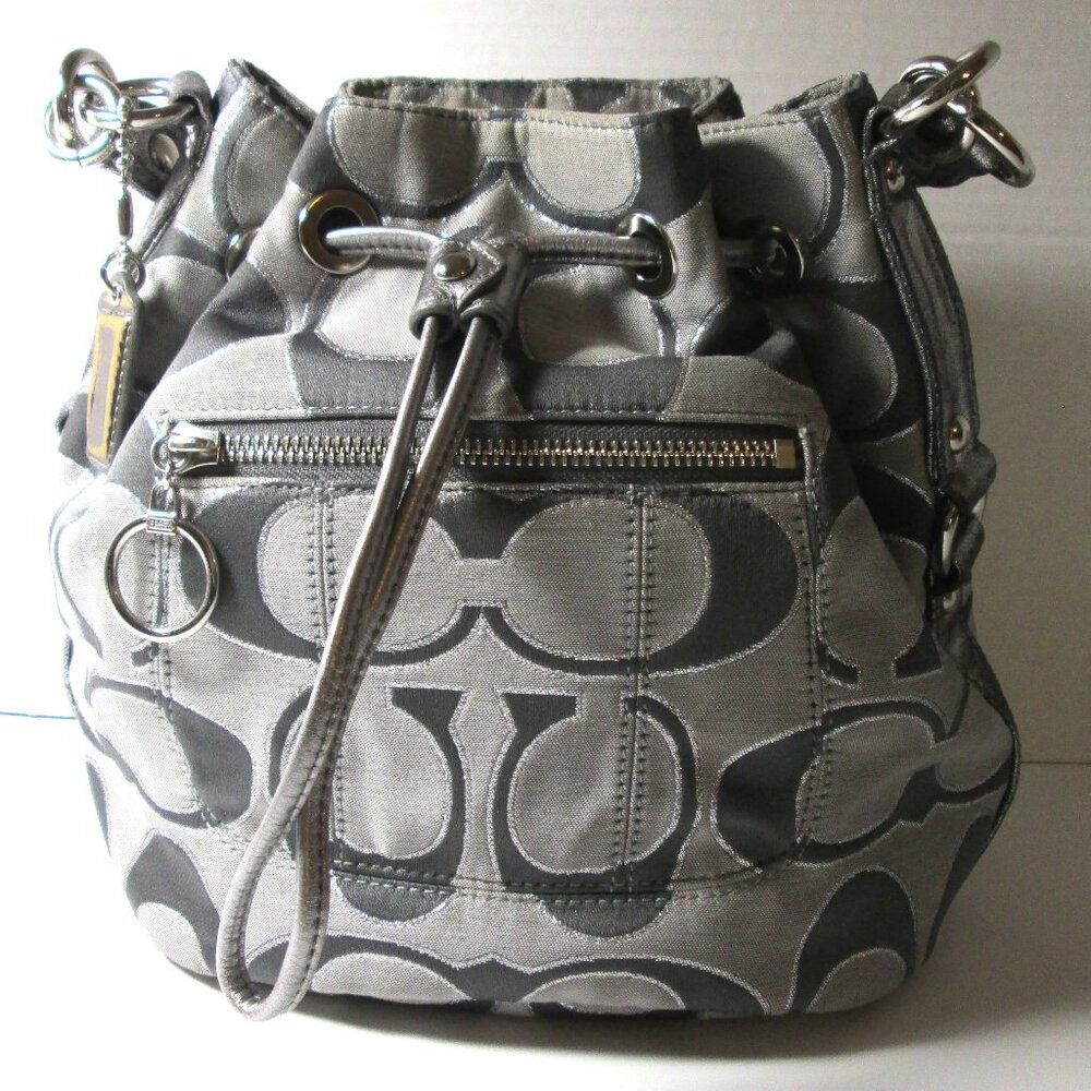 COACH SILVER MONOGRAM BUCKET BAG